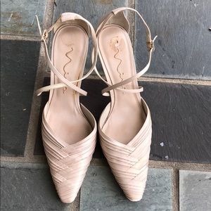 NINA cream heel with ruching detail.
